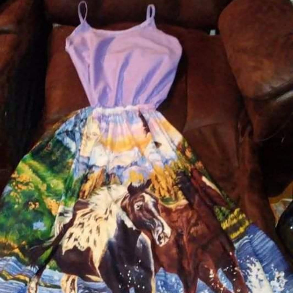 Lavender Horses Spaghetti Strap Maxi Sundress